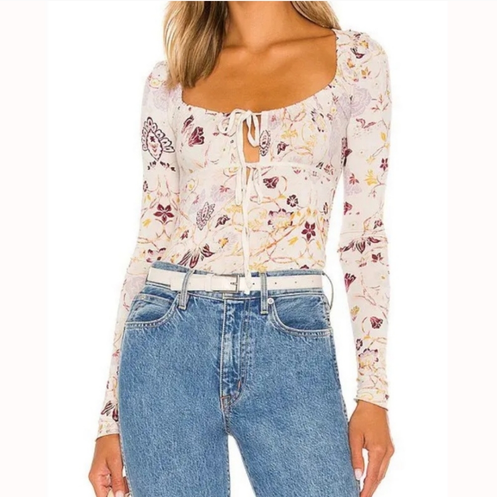 NWT Free People Make It Easy Floral-Print Top